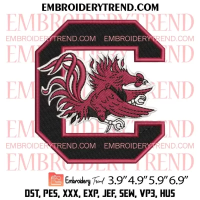 NCAA South Carolina Gamecocks Logo Embroidery Design, Sport Circle Logo Embroidery Digitizing Pes File