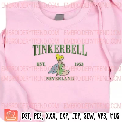 Tinker Bell Neverland Est 1953 Embroidery Design, Disney Tinkerbell Machine Embroidery Digitized Pes Files