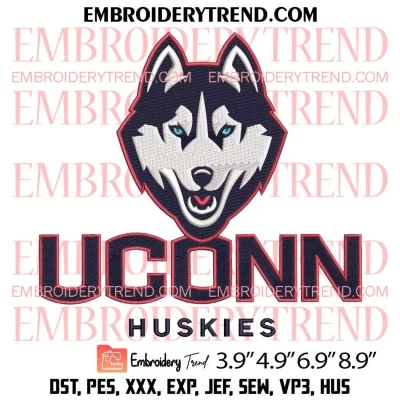 UConn Huskies Embroidery Design, NCAA Logo Embroidery Digitizing Pes File