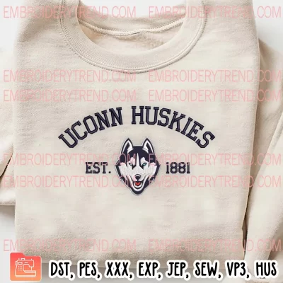UConn Huskies Est 1881 Embroidery Design, UConn Huskies Basketball Embroidery Digitizing Pes File