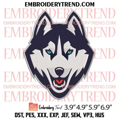 UConn Huskies Logo Embroidery Design, NCAA Basketball Embroidery Digitizing Pes File