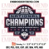 UConn Mens Basketball 2024 National Champions Embroidery, NCAA UConn Huskies Embroidery Digitizing Pes File