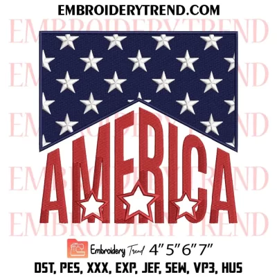 American Flag Baseball Embroidery Design, Independence Day Machine Embroidery Digitized Pes Files
