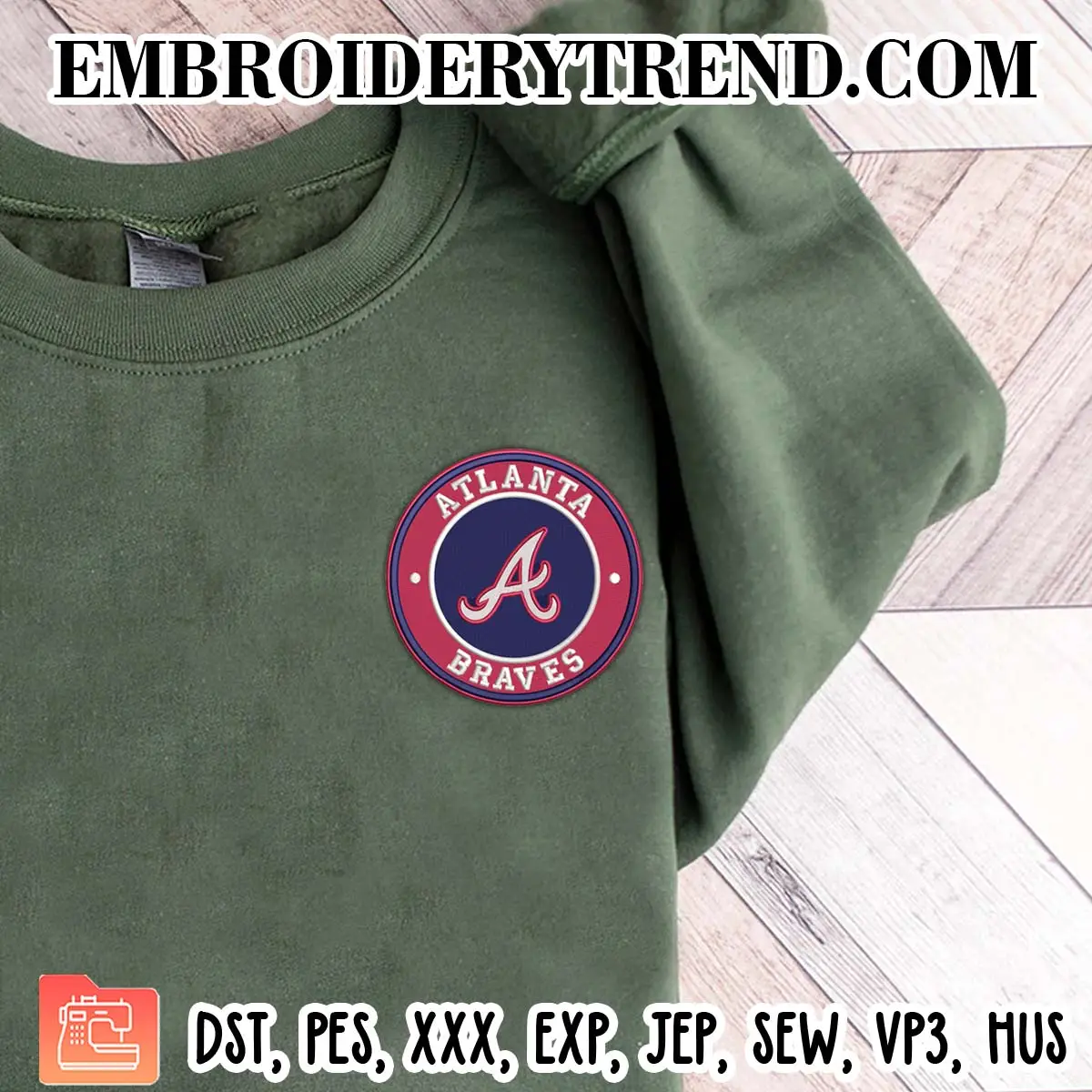 Atlanta Braves Circle Logo Embroidery Design, MLB Team Machine Embroidery Digitized Pes Files