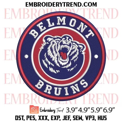 Belmont Bruins Circle Logo Embroidery Design, NCAA Belmont Bruins Machine Embroidery Digitized Pes Files