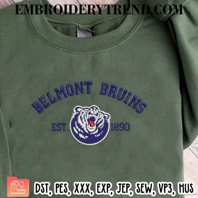 Belmont Bruins Est 1890 Embroidery Design, NCAA Logo Machine Embroidery Digitized Pes Files