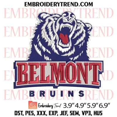 Belmont Bruins Circle Logo Embroidery Design, NCAA Belmont Bruins Machine Embroidery Digitized Pes Files