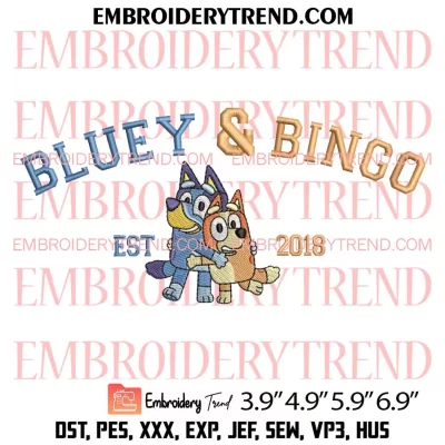 Bluey Bingo Rainbow Embroidery Design, Cute Disney Bluey Embroidery Digitizing File
