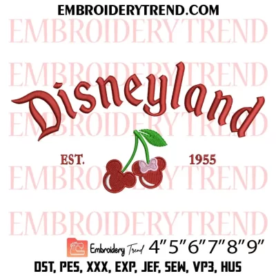 Cherry Mickey and Minnie Ears Embroidery Design, Disney Cherry Machine Embroidery Digitized Pes Files