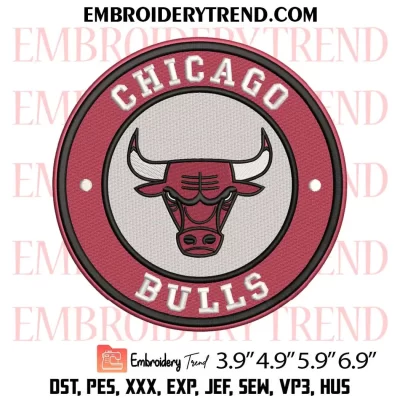 Chicago Bulls Circle Logo Embroidery Design, NBA Logo Sport Machine Embroidery Digitized Pes Files