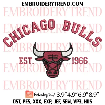 Chicago Bulls Logo Embroidery Design, Basketball Machine Embroidery Digitized Pes Files