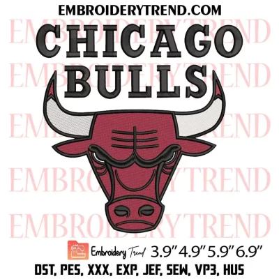Chicago Bulls Logo Embroidery Design, Basketball Machine Embroidery Digitized Pes Files