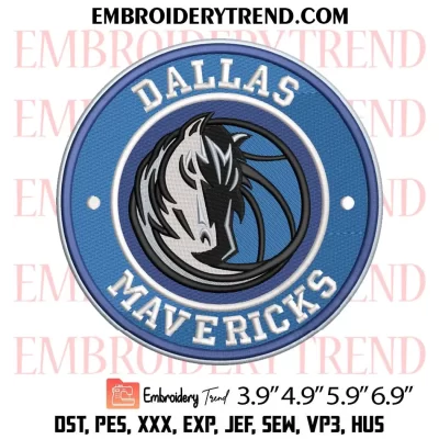 Dallas Mavericks Est 1980 Embroidery Design, NBA Dallas Mavericks Logo Machine Embroidery Digitized Pes Files