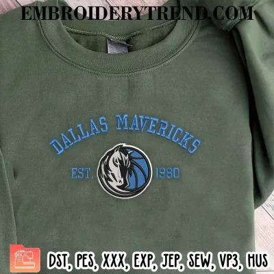 Dallas Mavericks Est 1980 Embroidery Design, NBA Dallas Mavericks Logo Machine Embroidery Digitized Pes Files