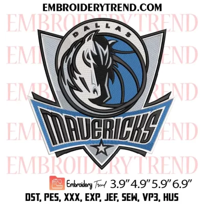 Dallas Mavericks Circle Logo Embroidery Design, Basketball Machine Embroidery Digitized Pes Files