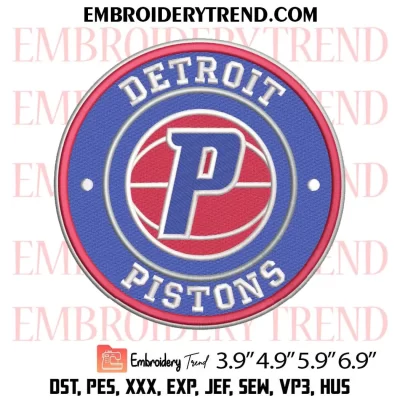 Detroit Pistons Circle Logo Embroidery Design, NBA Detroit Pistons Machine Embroidery Digitized Pes Files