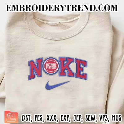 Detroit Pistons x Nike Embroidery Design, NBA Logo Machine Embroidery Digitized Pes Files