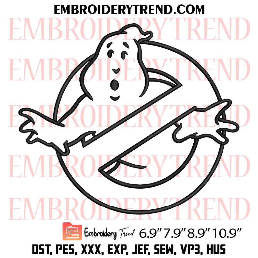 Ghostbusters Black Embroidery Design, Ghostbuster Movie Machine Embroidery Digitized Pes Files
