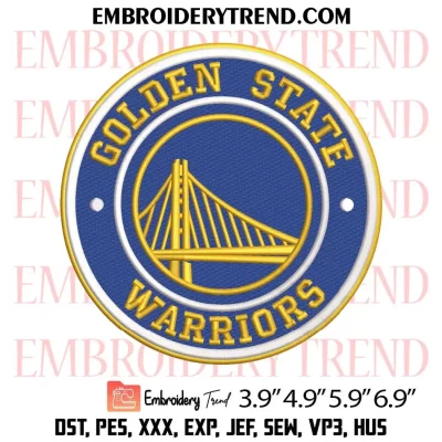 Golden State Warriors Logo Embroidery Design, NBA Basketball Machine Embroidery Digitized Pes Files