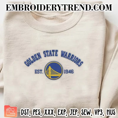 Golden State Warriors Est 1890 Embroidery Design, NBA Logo Machine Embroidery Digitized Pes Files