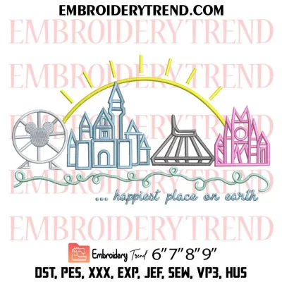 Happiest Place on Earth Embroidery Design, Magical Park Machine Embroidery Digitized Pes Files