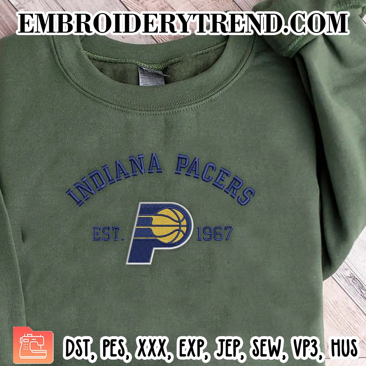 Indiana Pacers Est 1967 Embroidery Design, NBA Indiana Pacers Logo Machine Embroidery Digitized Pes Files