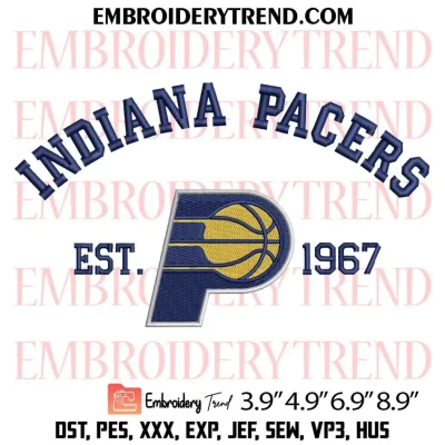 Indiana Pacers Embroidery Design, Basketball Logo Machine Embroidery Digitized Pes Files