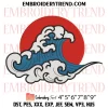 Kanagawa Wave Japan Rising Sun Embroidery Design, Japanese Ocean Wave Machine Embroidery Digitized Pes Files