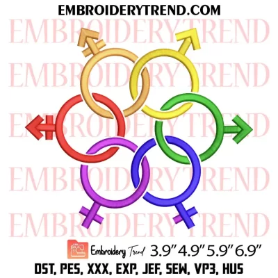 LGBTQ Logo Embroidery Design, Gay Pride Vintage Machine Embroidery Digitized Pes Files