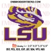 LSU Tigers Circle Logo Embroidery Design, NCAA Team Machine Embroidery Digitized Pes Files