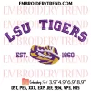 LSU Tigers Logo Embroidery Design, NCAA Machine Embroidery Digitized Pes Files