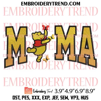 Mama Pooh Bear Embroidery Design, Mother’s Day Machine Embroidery Digitized Pes Files