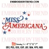 America Land Of The Free Embroidery Design, 4th of July Machine Embroidery Digitized Pes Files