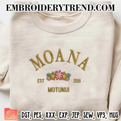 Moana Est 2016 Motunui Embroidery Design, Disney Machine Embroidery Digitized Pes Files