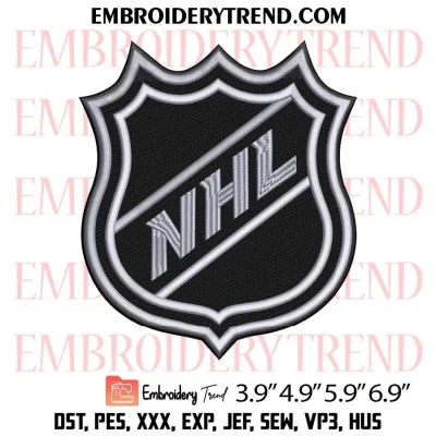 National Hockey League Logo Embroidery Design, NHL Sport Machine Embroidery Digitized Pes Files