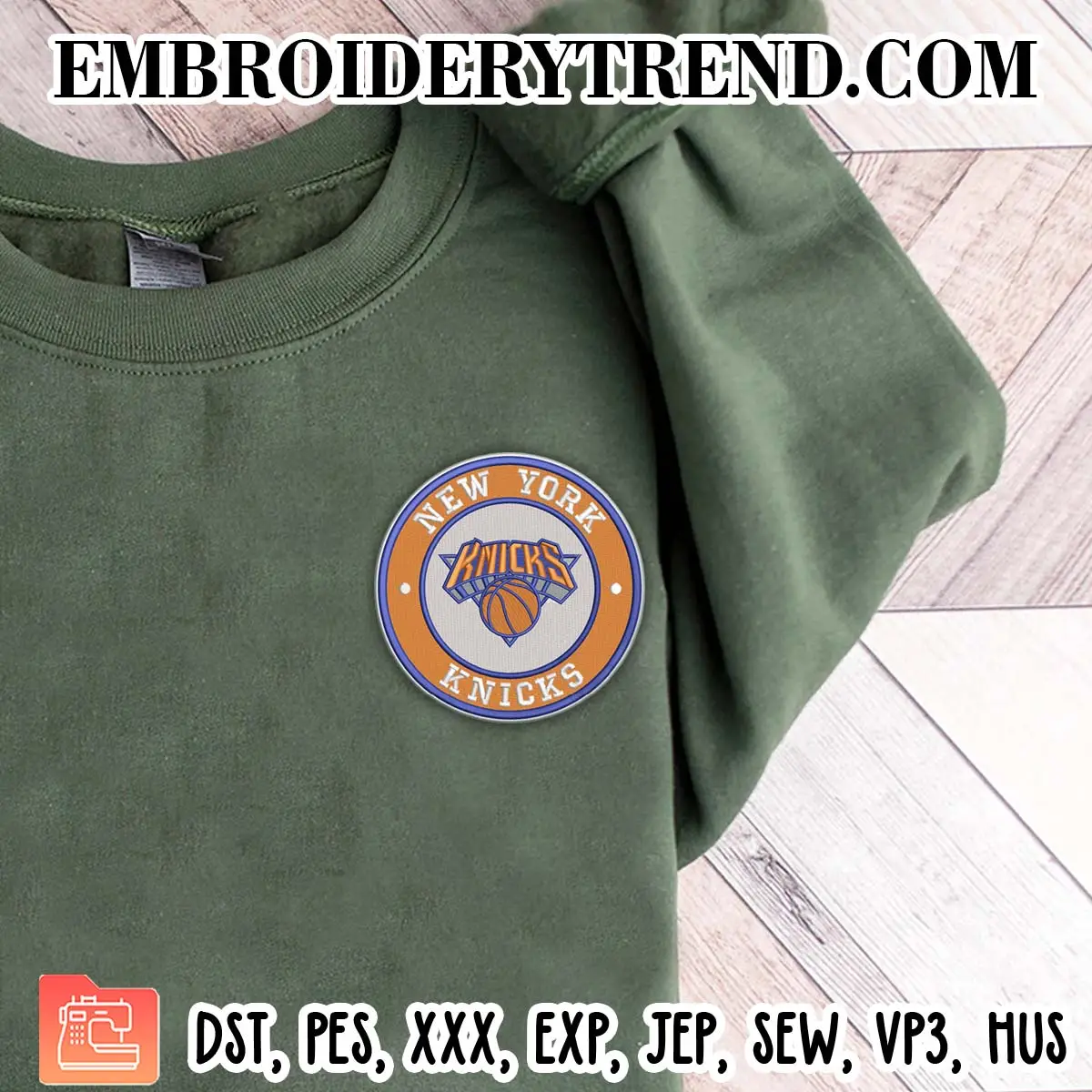 New York Knicks Circle Logo Embroidery Design, NBA Sport Machine Embroidery Digitized Pes Files