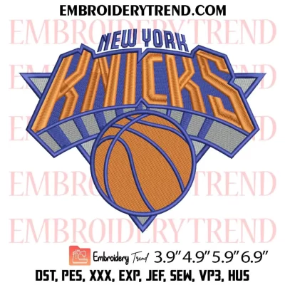 New York Knicks Circle Logo Embroidery Design, NBA Sport Machine Embroidery Digitized Pes Files