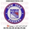 New York Rangers Logo Embroidery Design, NHL Sport Machine Embroidery Digitized Pes Files