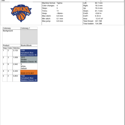 New York Knicks Logo Embroidery Design, Basketball Machine Embroidery Digitized Pes Files 1 Embroidery Files