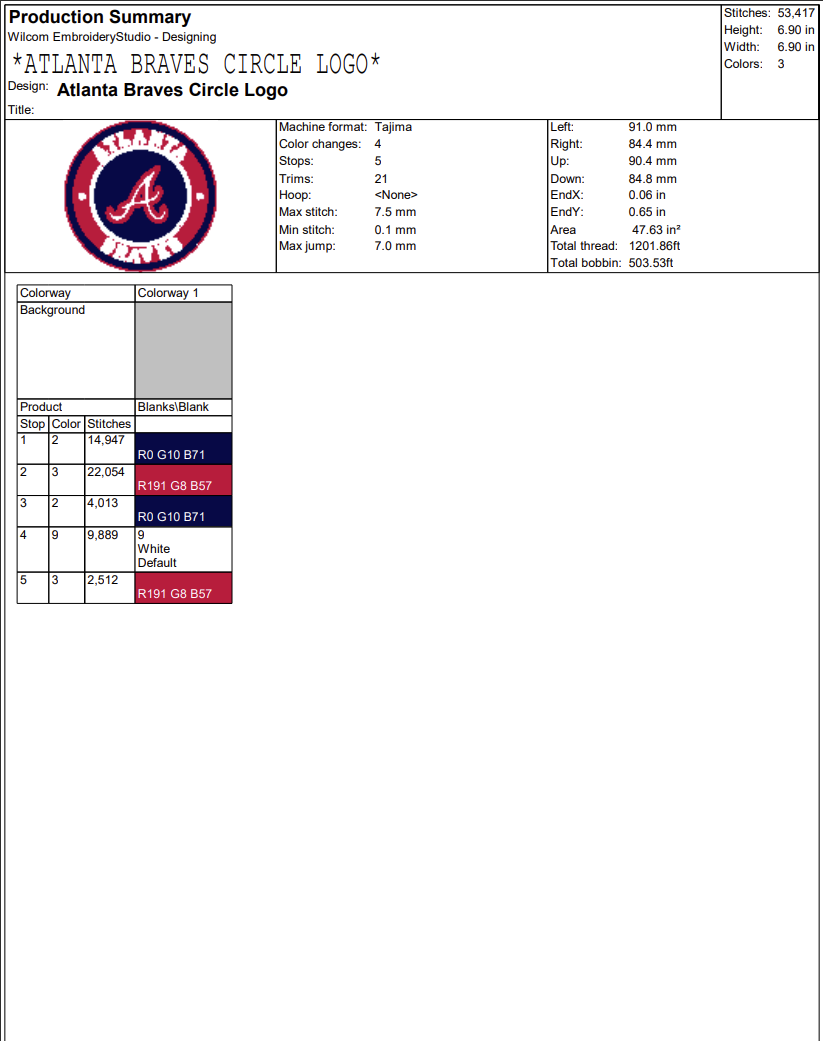 Atlanta Braves Circle Logo Embroidery Design, MLB Team Machine Embroidery Digitized Pes Files