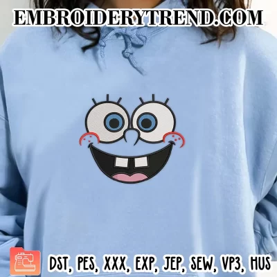 SpongeBob Faces Embroidery Design, SpongeBob Smile Machine Embroidery Digitized Pes Files