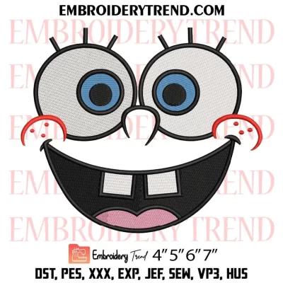 SpongeBob Faces Embroidery Design, SpongeBob Smile Machine Embroidery Digitized Pes Files