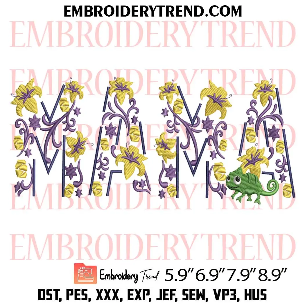 Tangled Pascal Mama Flower Embroidery Design, Mother's Day Machine Embroidery Digitized Pes Files