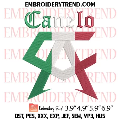 Canelo Never Backs Down Embroidery Design, Canelo Circle Logo Machine Embroidery Digitized Pes Files