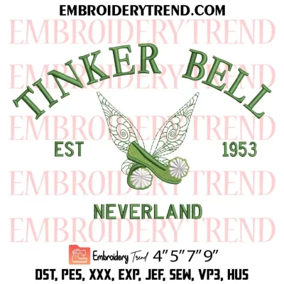 Tinker Bell Neverland Embroidery Design, Disney Peter Pan Machine Embroidery Digitized Pes Files