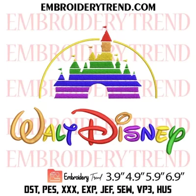 Walt Disney Castle LGBT Embroidery Design, Pride Month Machine Embroidery Digitized Pes Files