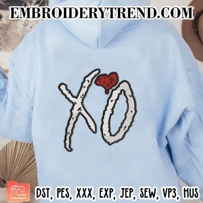 XO Logo The Weeknd Embroidery Design, The Weeknd Music Machine Embroidery Digitized Pes Files