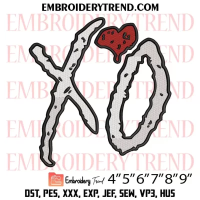 XO Logo The Weeknd Embroidery Design, The Weeknd Music Machine Embroidery Digitized Pes Files