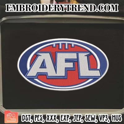 AFL Football Logo Embroidery Design, Australian Football League Machine Embroidery Digitized Pes Files