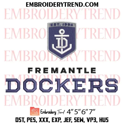 AFL Fremantle Dockers Logo Embroidery Design, Fremantle Dockers Football Club Machine Embroidery Digitized Pes Files